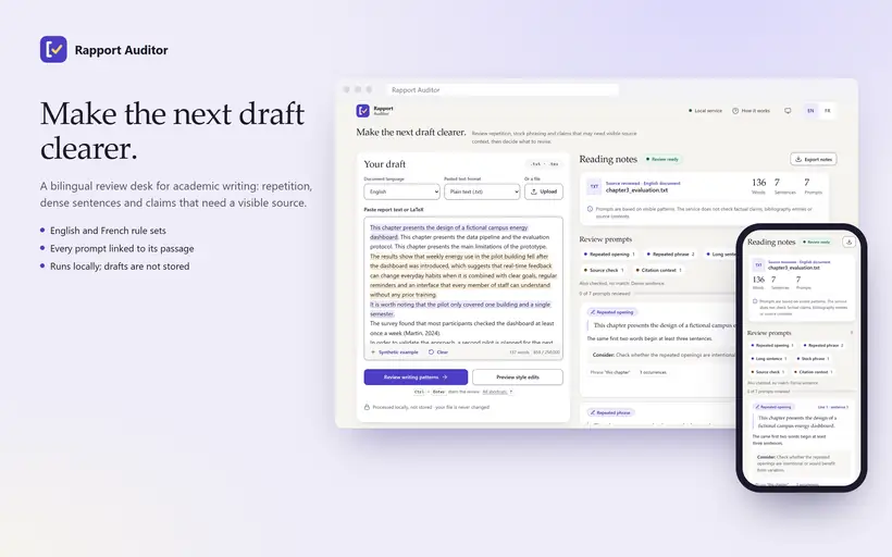 Rapport Auditor review workspace